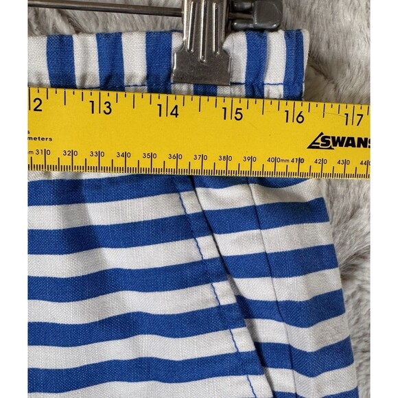 J. Crew Womens Shorts 6 Blue White Stripes Pull On Mini Linen Cotton Blend Beach - Picture 4 of 8